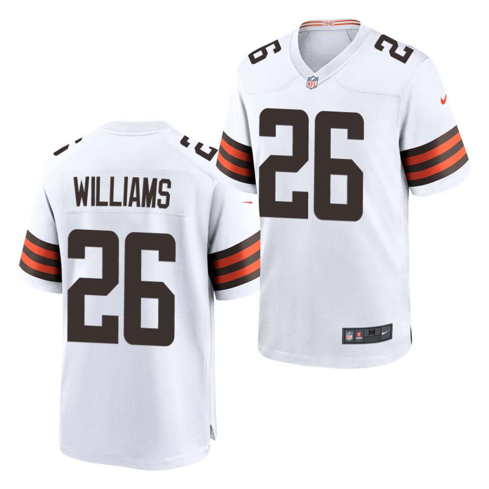 Men Cleveland Browns 26 Greedy Williams Nike White Game Player NFL Jersey
